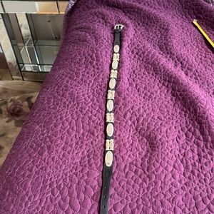 Black Leather Belt with Silver Accents